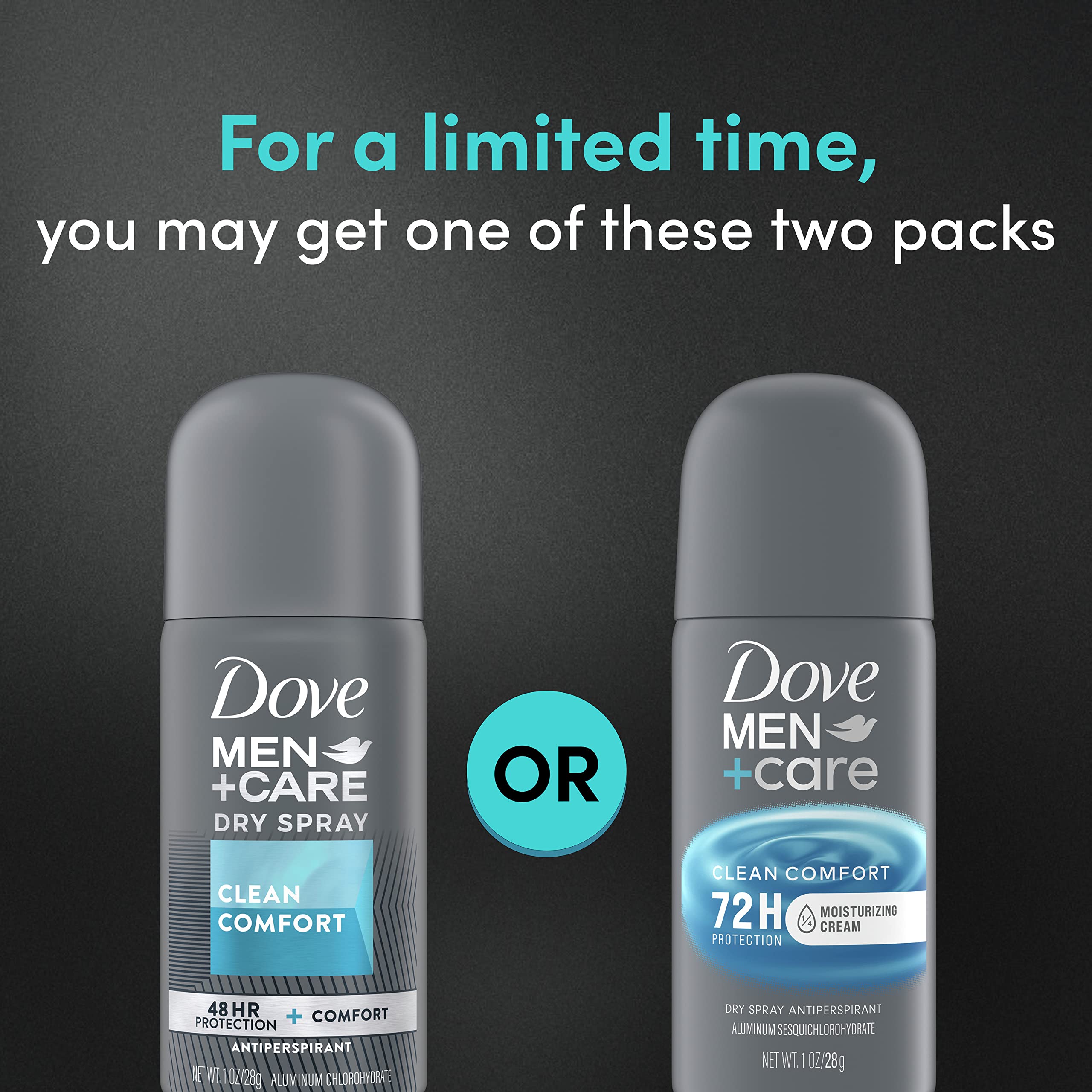 Dove Men+Care Antiperspirant Deodorant Dry Spray Clean Comfort 24 count For Men 72-hour Sweat and Odor Protection with Triple Defense Technology 1 oz